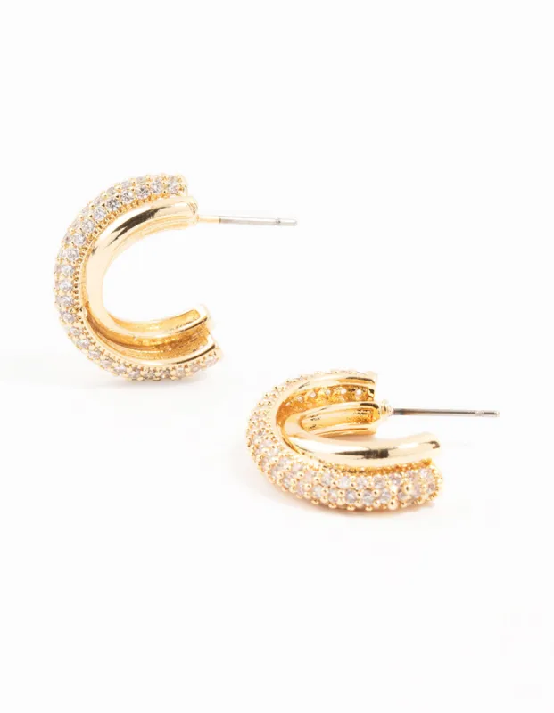 Mixed Metals Cubic Zirconia Cross Hoop Earrings sold by lovisa