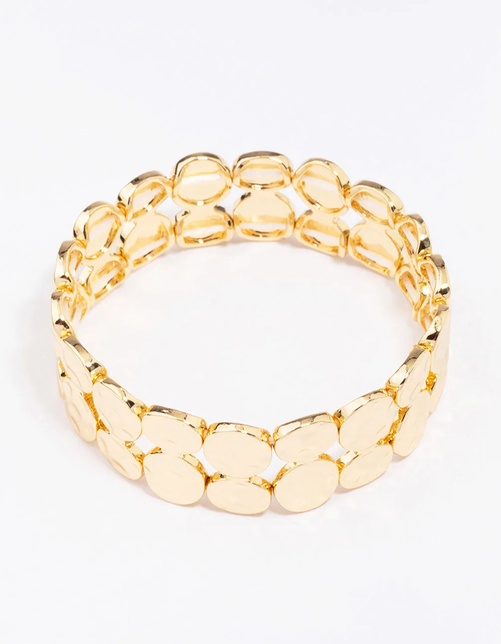 Gold Plated Stretch Hammered Bangle sold by lovisa
