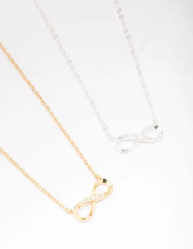 Gold & Silver Plated Infinity Cubic Zirconia Pendant Necklace sold by lovisa