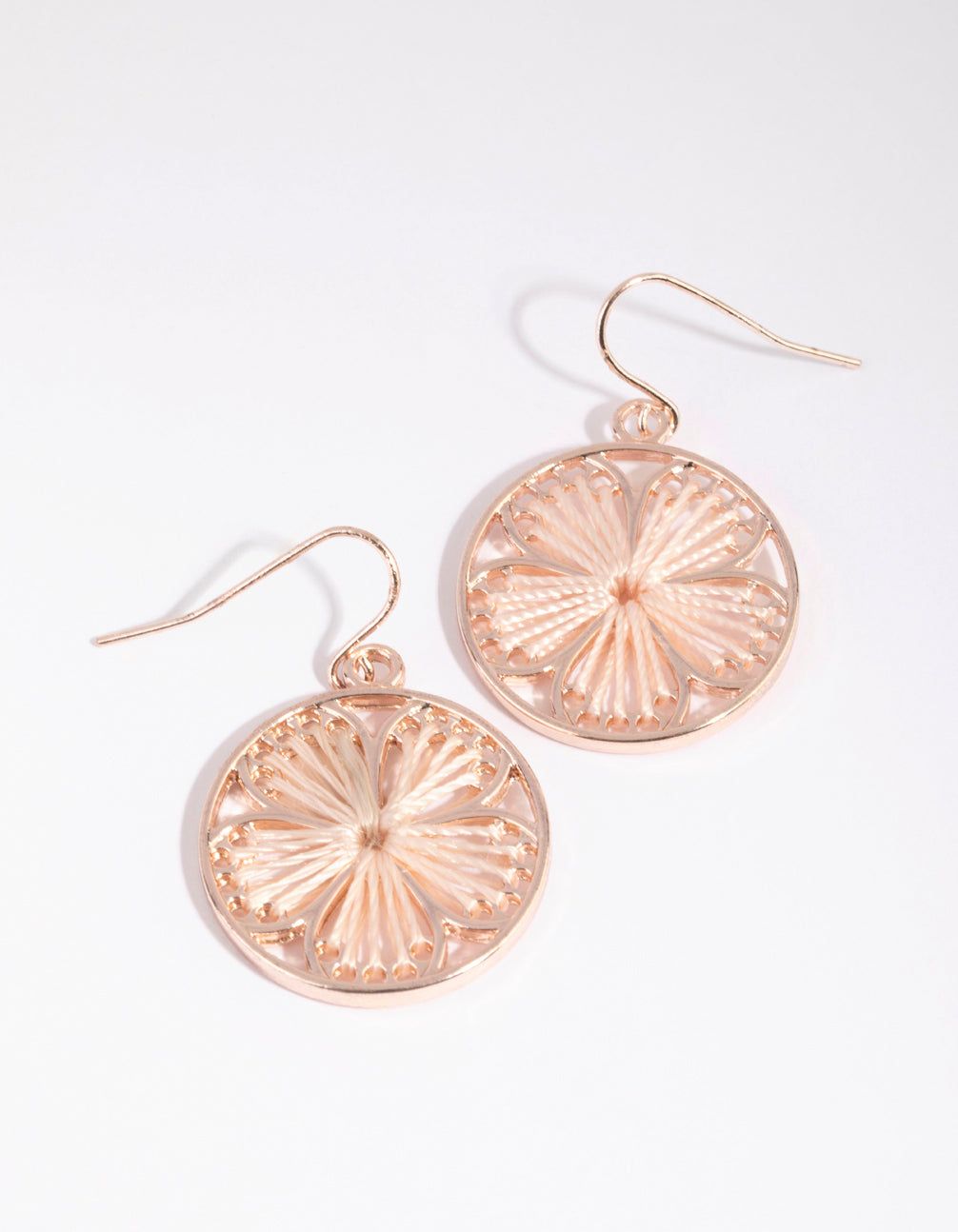 Rose Gold Woven Thread Flower Earrings sold by lovisa