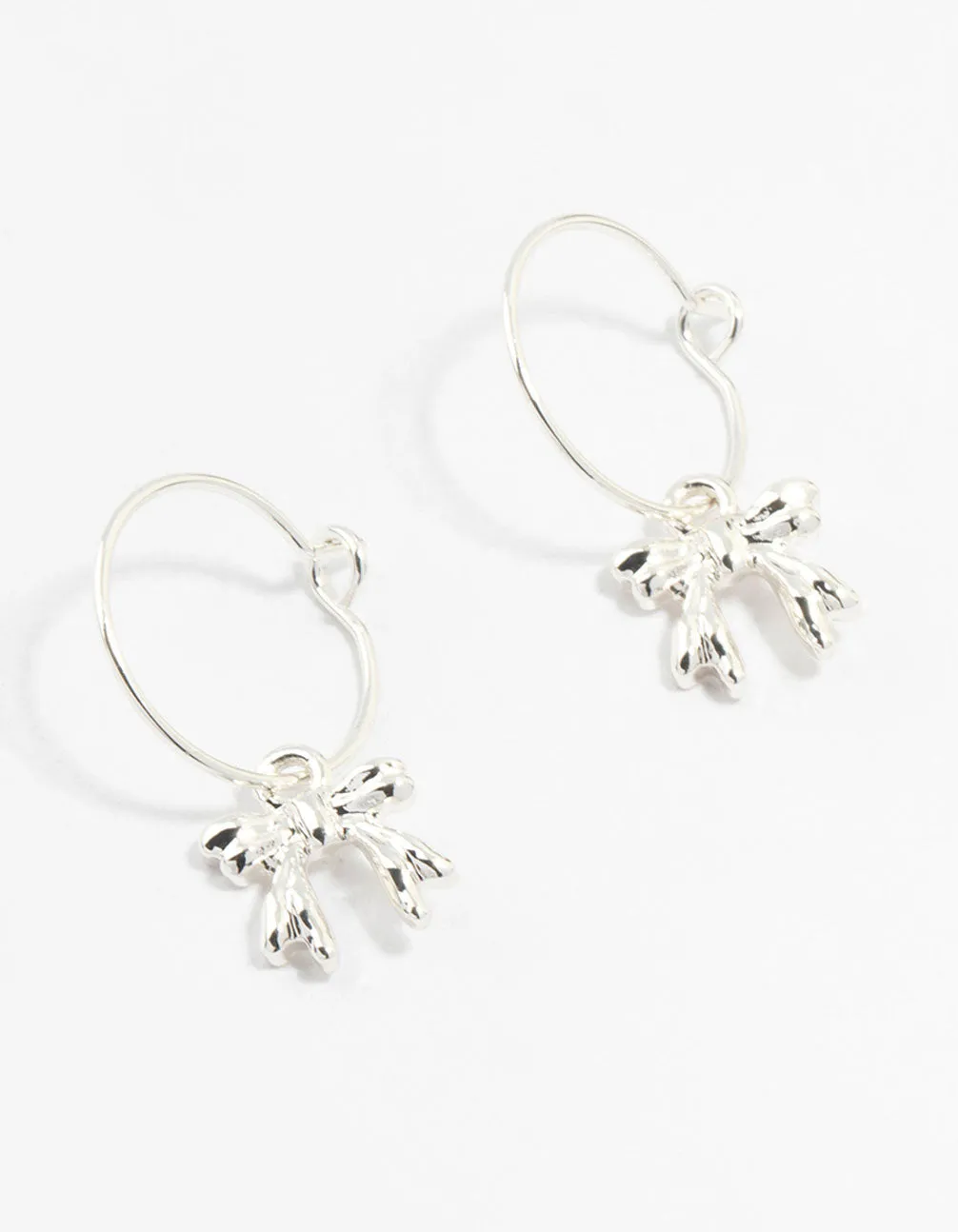 Silver Bow Hoop Earrings sold by lovisa