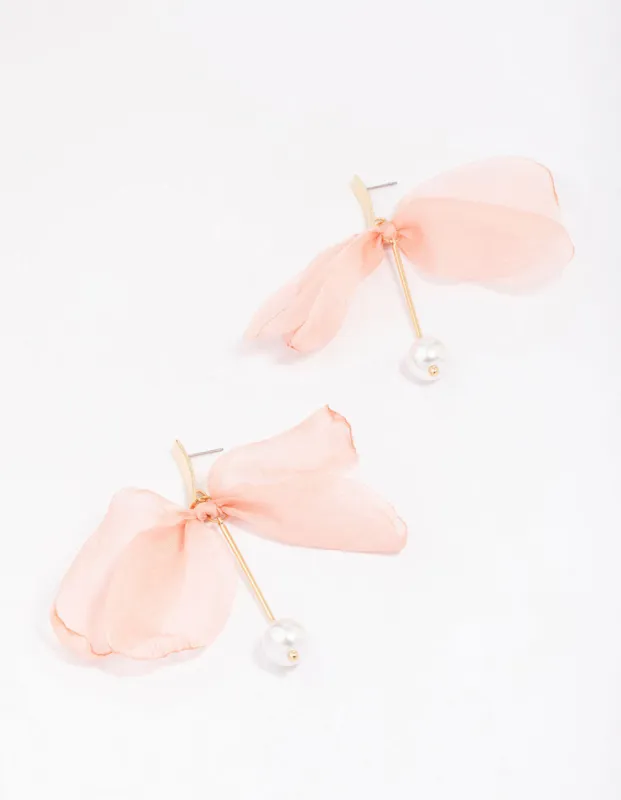 Gold Fabric Knotted Flower Drop Earrings sold by lovisa