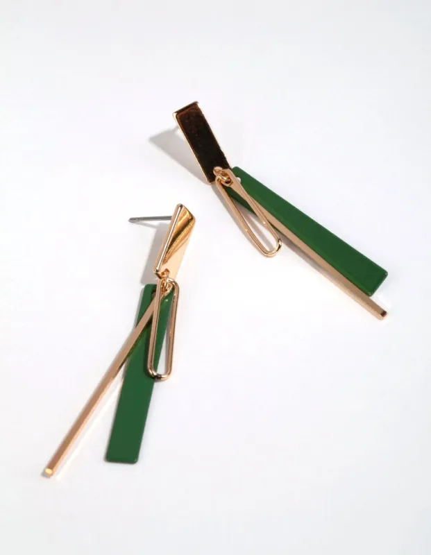 Gold & Green Mixed Disc Drop Earrings sold by lovisa