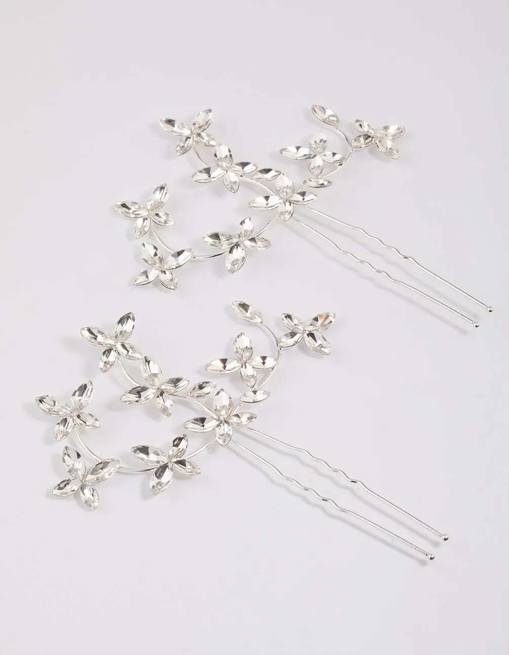 Silver Flower Leaf Diamante Hair Pin Pack sold by lovisa product image thumbnail 2