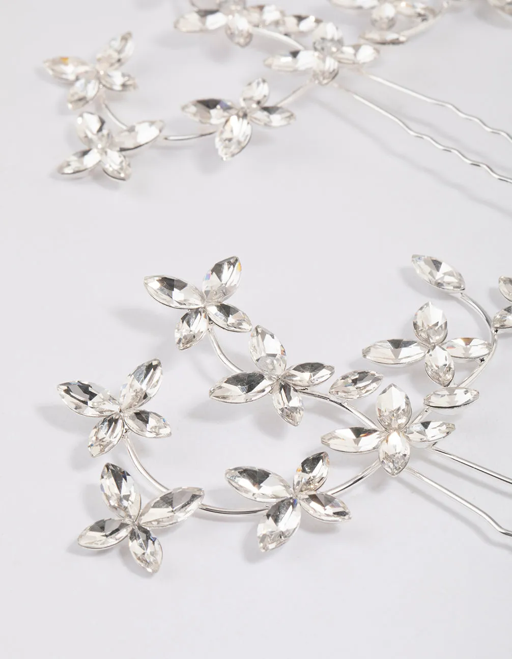 Silver Flower Leaf Diamante Hair Pin Pack sold by lovisa product image thumbnail 3