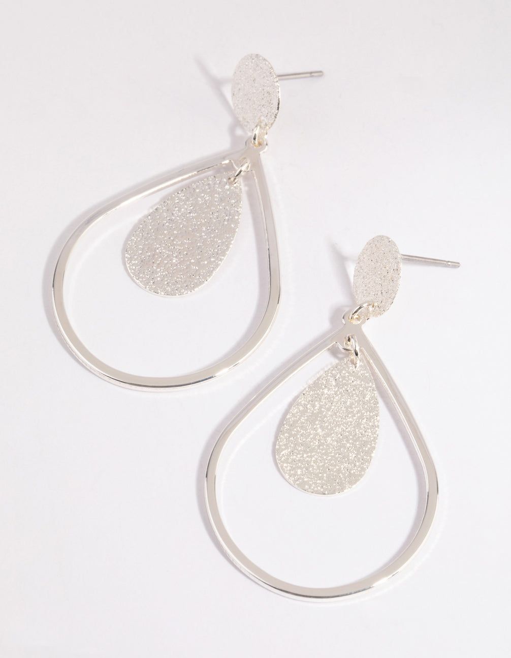 Silver Glitter Teardrop Earrings sold by lovisa