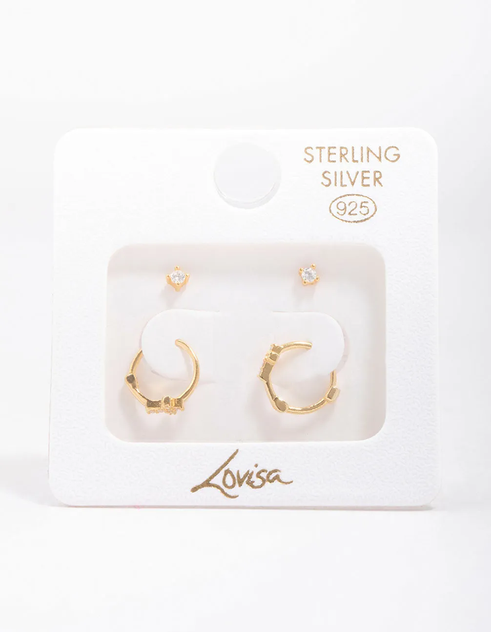 Gold Plated Sterling Silver Cubic Zirconia Cross Earring Pack sold by lovisa product image thumbnail 3