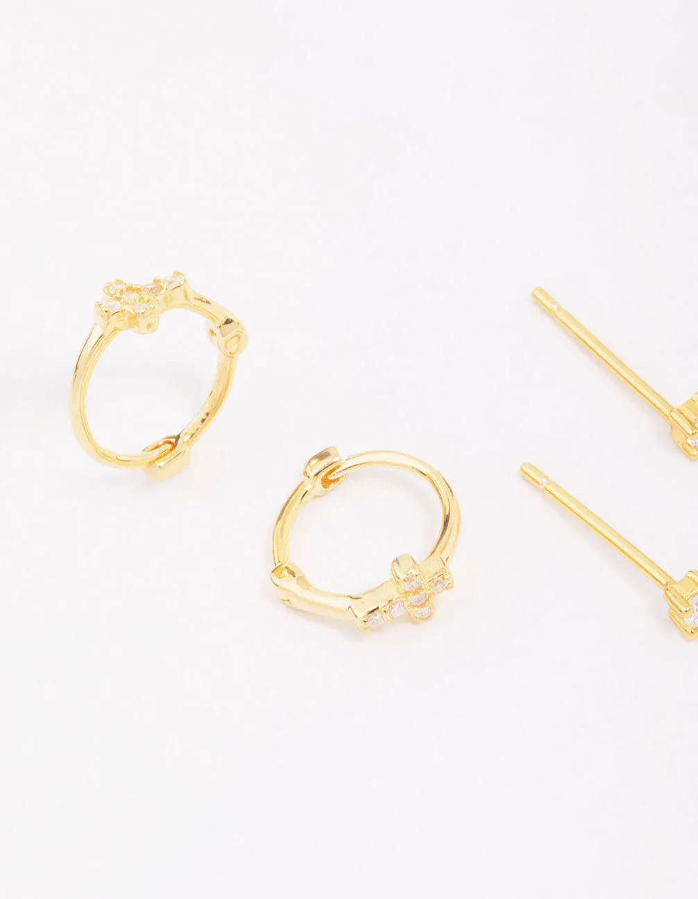 Gold Plated Sterling Silver Cubic Zirconia Cross Earring Pack sold by lovisa product image thumbnail 2