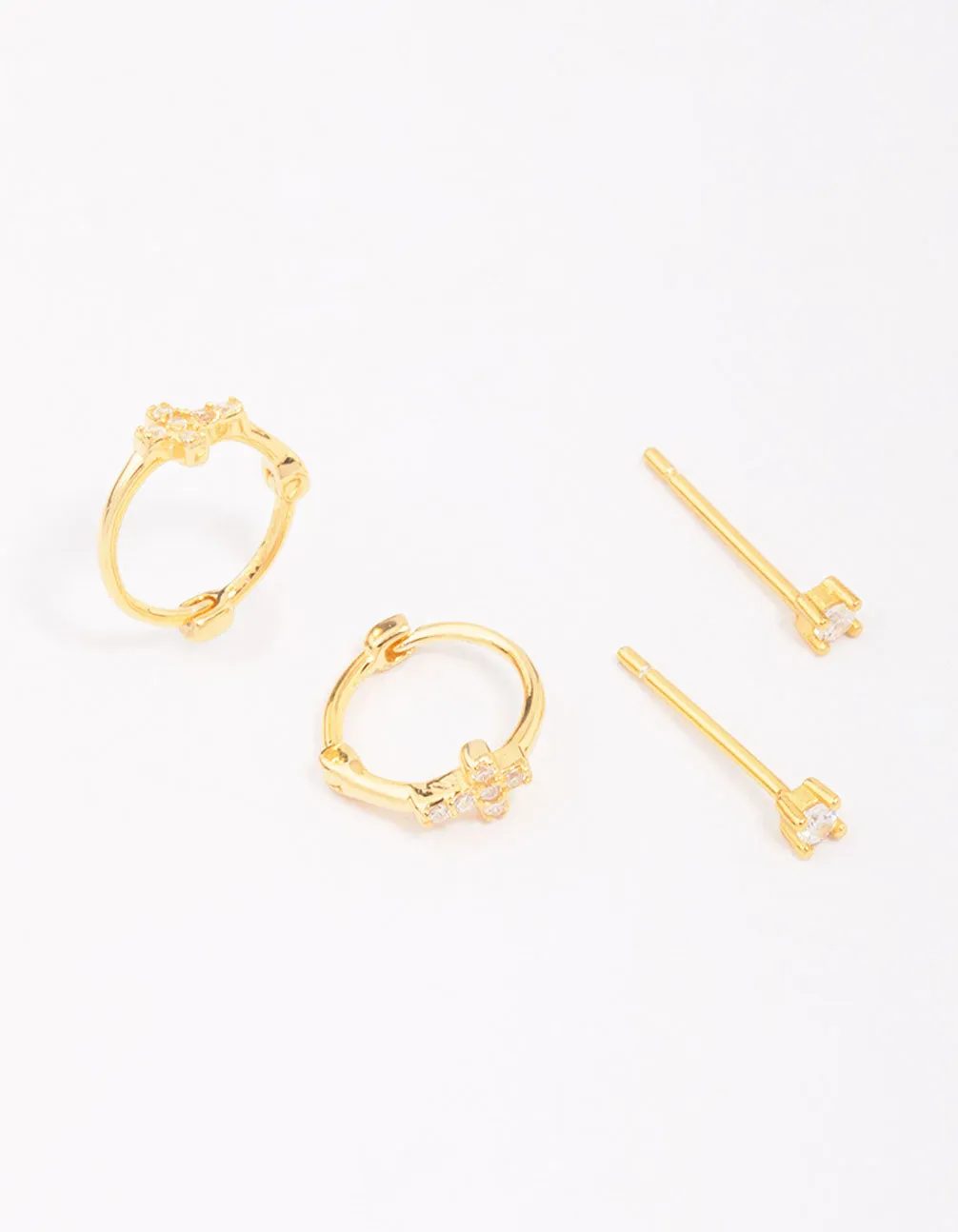 Gold Plated Sterling Silver Cubic Zirconia Cross Earring Pack sold by lovisa