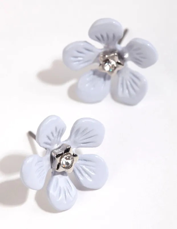 Matte Blue Petal Stud Earrings sold by lovisa