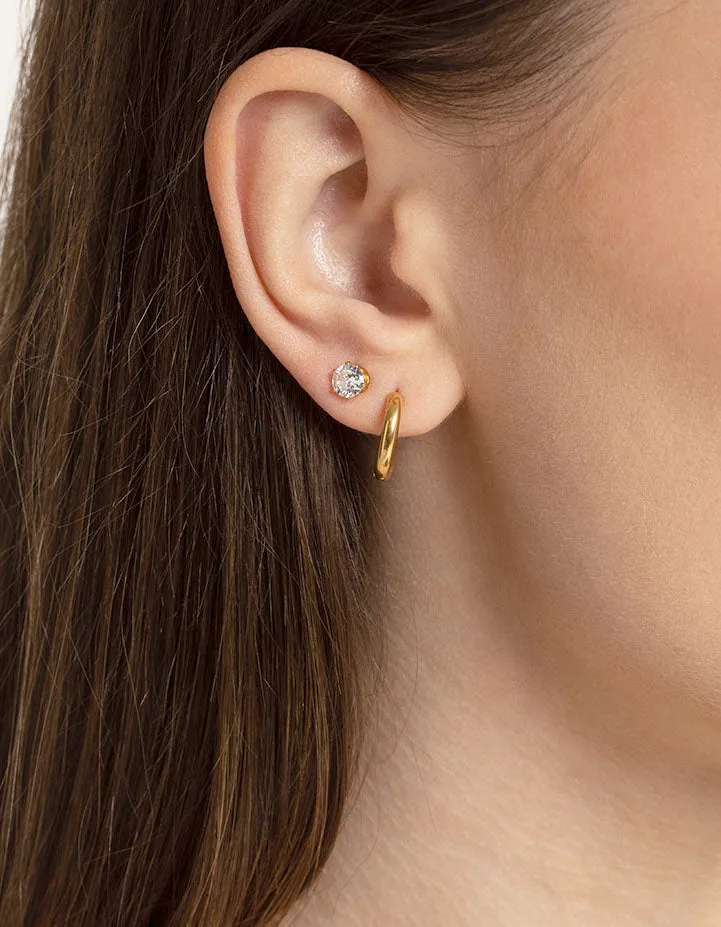 Waterproof Gold Plated Stainless Steel Cubic Zirconia Stud & Huggie Earring Pack sold by lovisa product image thumbnail 2