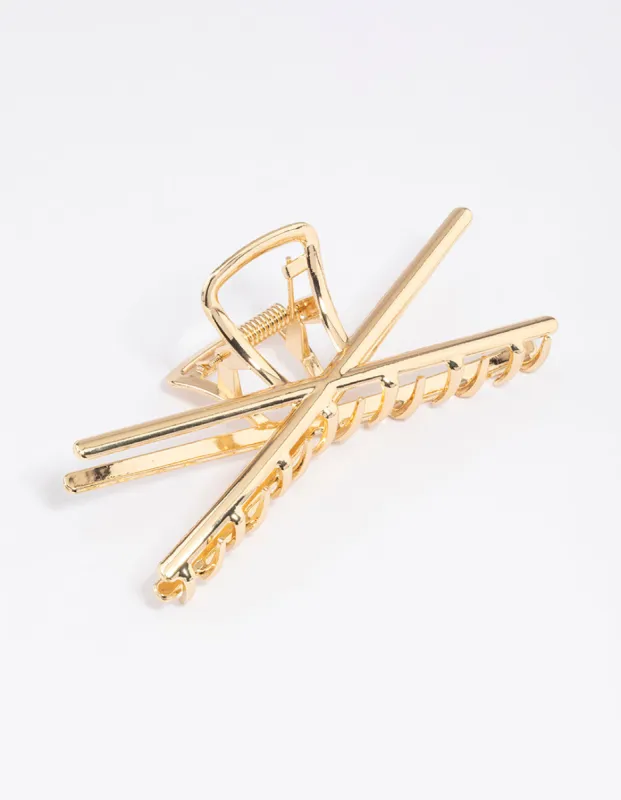 Gold Molten Cross Claw Clip sold by lovisa