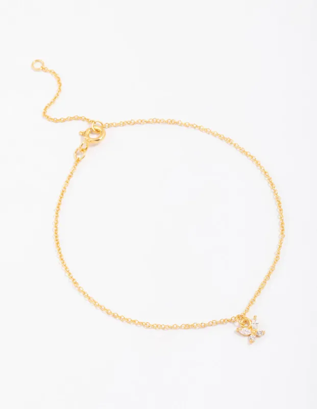 Gold Plated Sterling Silver Butterfly Charm Anklet & Bracelet sold by lovisa