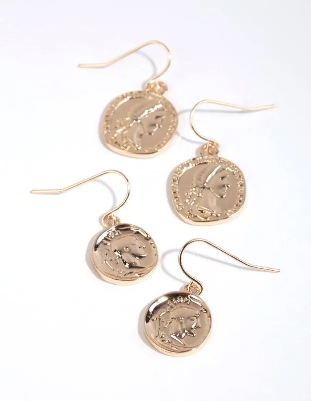 Gold Classic Coin Earring Pack sold by lovisa