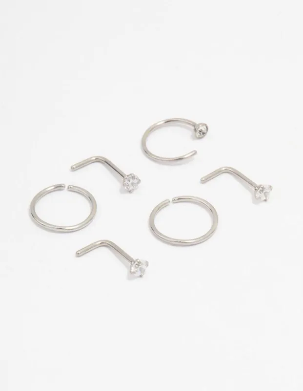 Surgical Steel Diamante Nose Piercing 6-Pack sold by lovisa