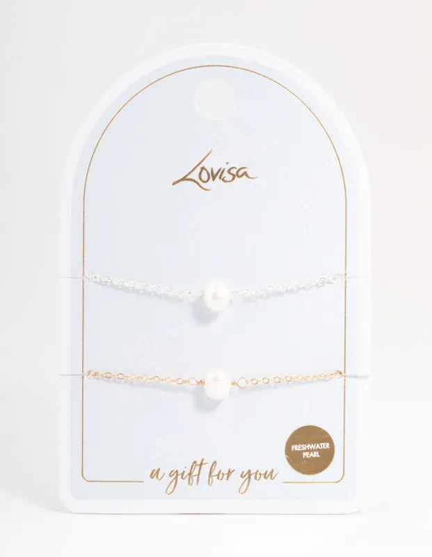 Mixed Metal Classic Pearl Bracelet Pack sold by lovisa