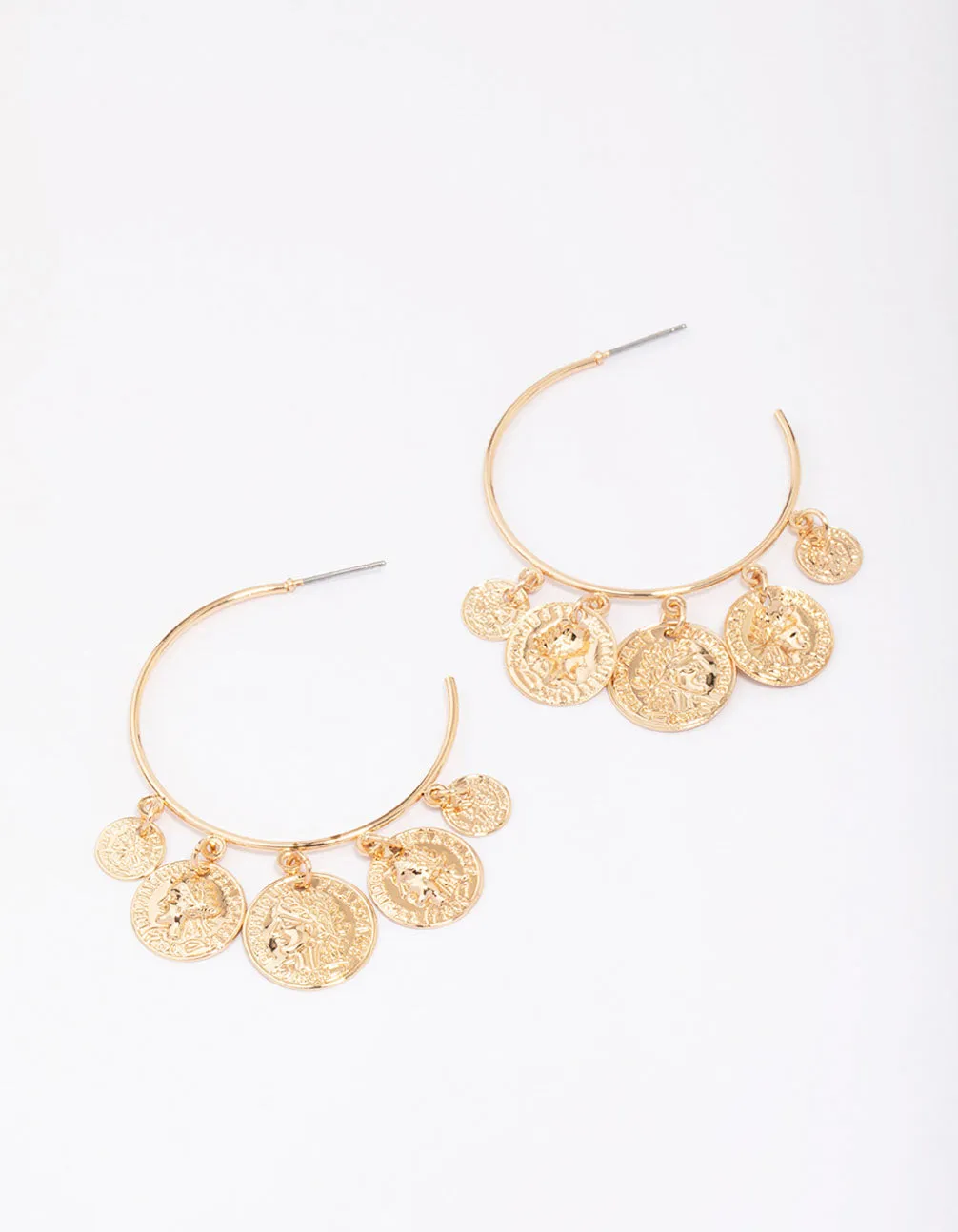 Gold Coin Droplet Hoop Earrings sold by lovisa