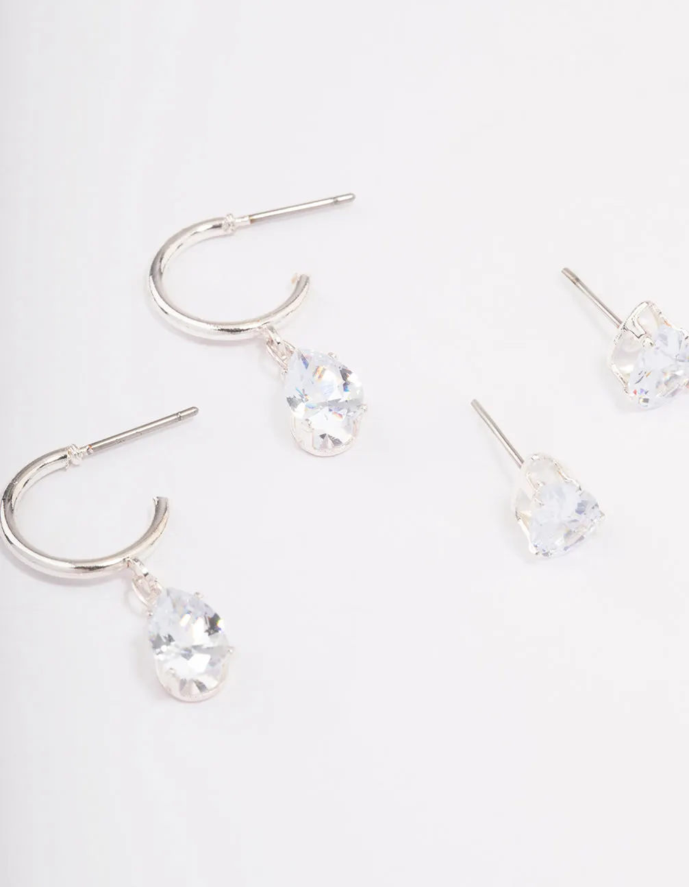 Silver Pear Diamante Stud & Huggie Earring Pack sold by lovisa product image thumbnail 3