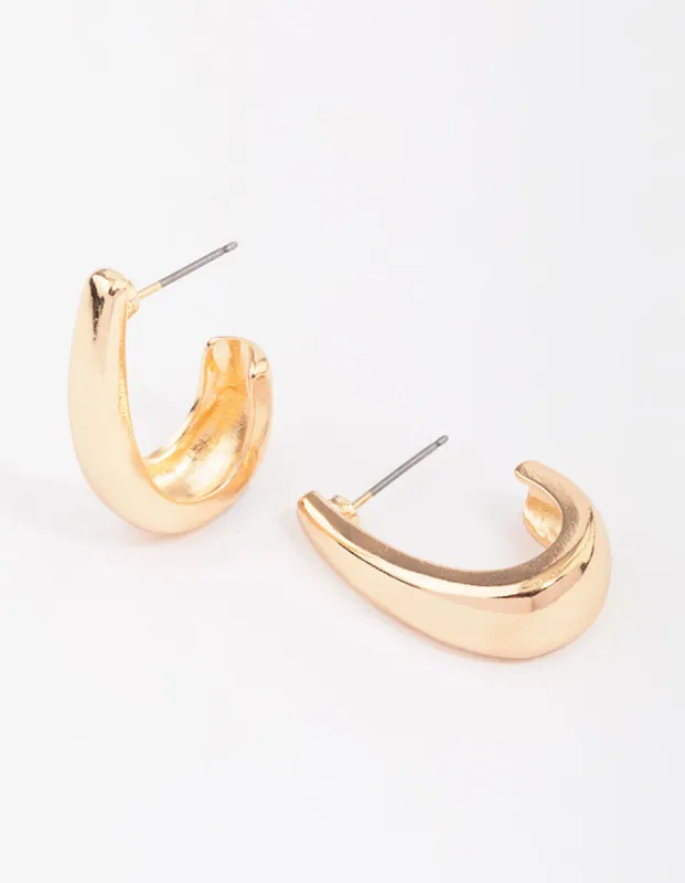 Gold Stretch Rectangular Hoop Earrings sold by lovisa