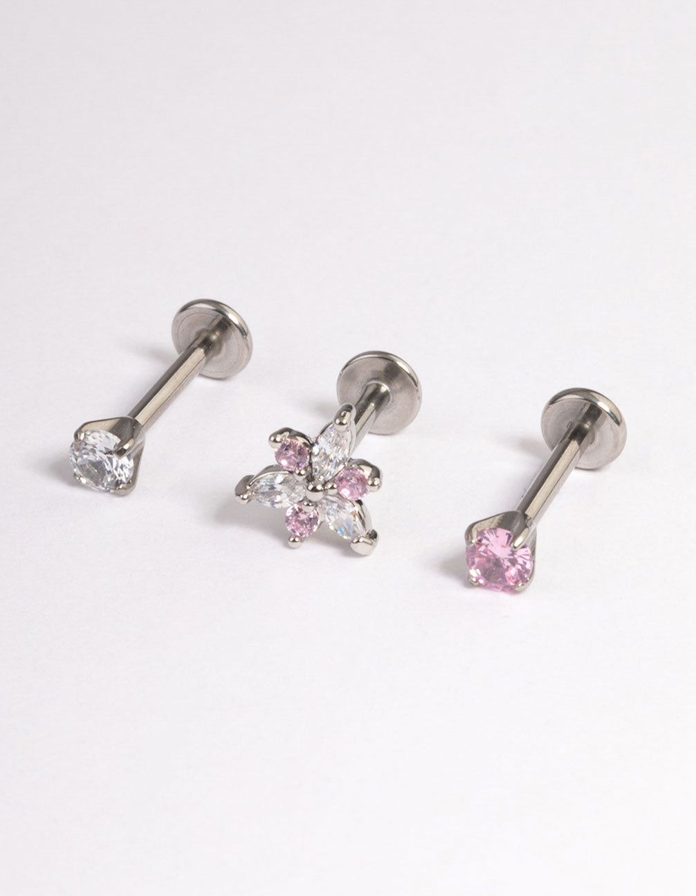 Surgical Steel Cubic Zirconia Marquise Flower Flat Back Pack sold by lovisa