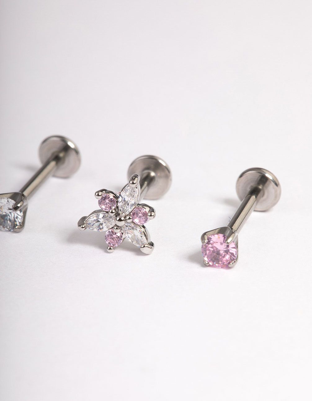 Surgical Steel Cubic Zirconia Marquise Flower Flat Back Pack sold by lovisa product image thumbnail 2