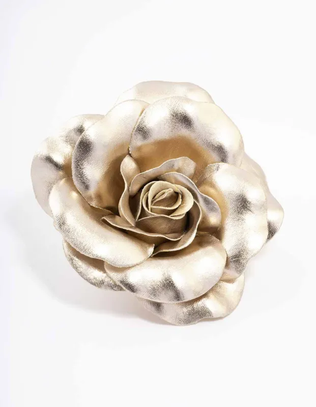 Rhodium Large Metallic Corsage Flower Hair Claw Clip sold by lovisa