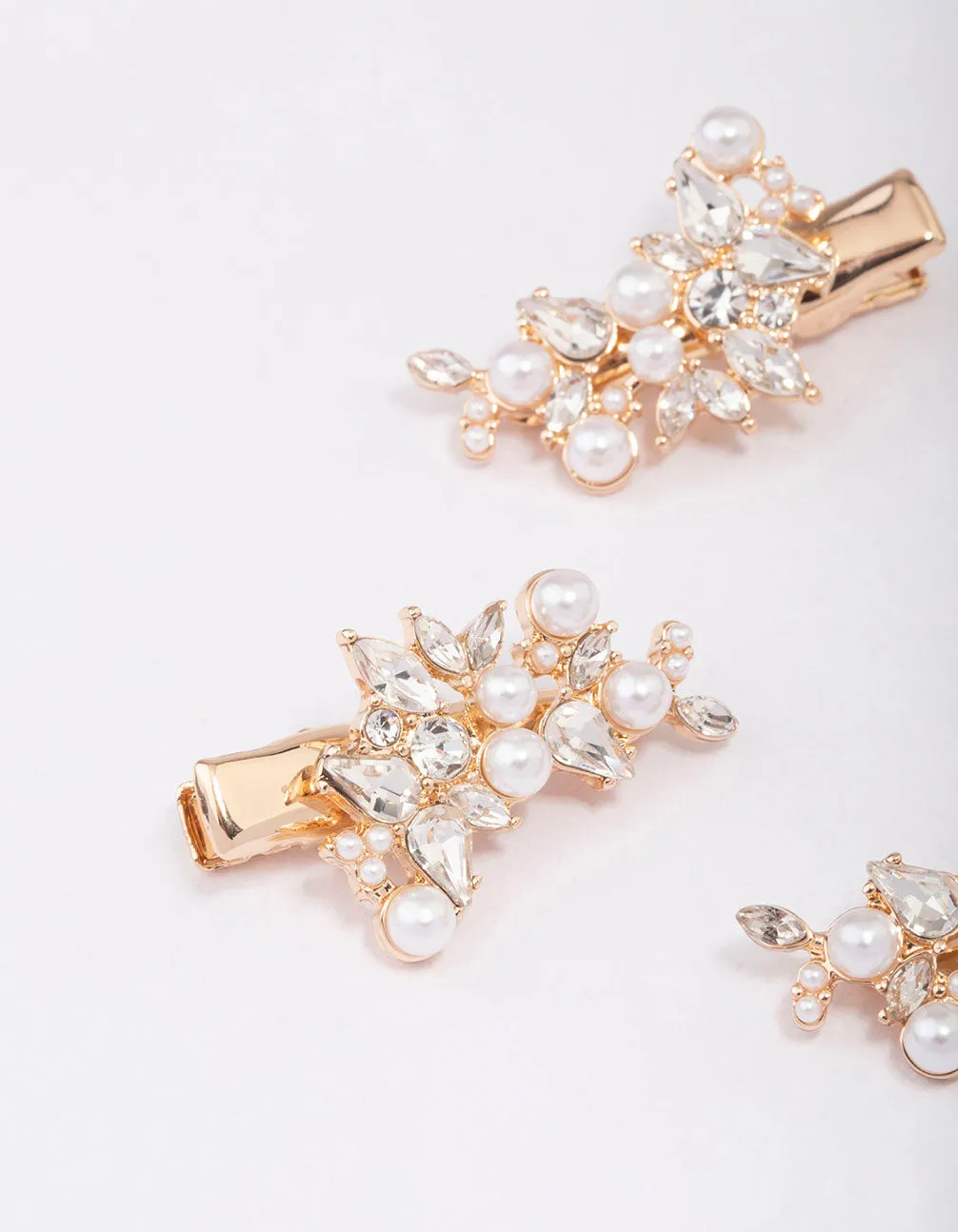 Gold Pearl & Marquise Cluster Hair Clip 3-Pack sold by lovisa product image thumbnail 2