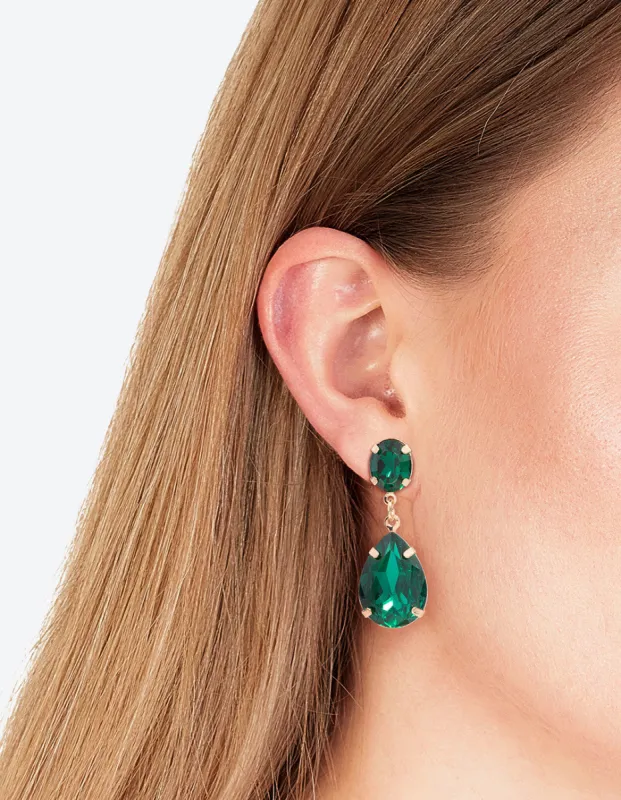 Gold Double Gem Drop Earrings sold by lovisa