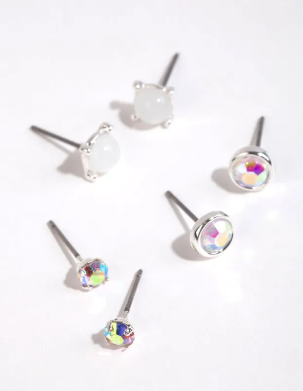 Silver Stone Stud Earring Pack sold by lovisa