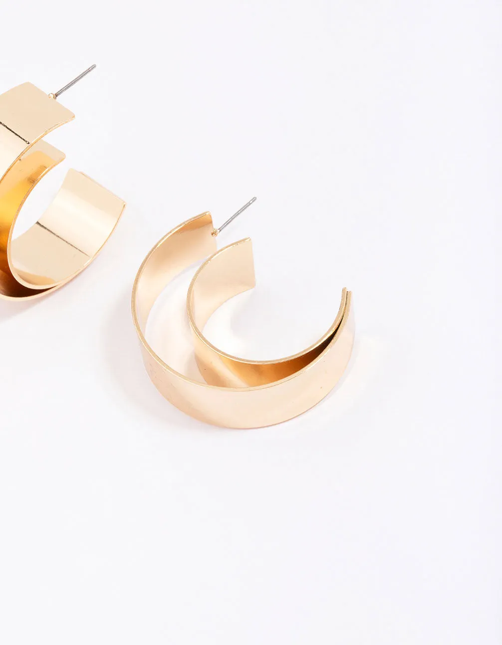 Gold Double Smooth Medium Hoop Earrings sold by lovisa product image thumbnail 3