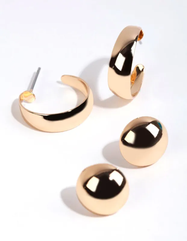 Gold Stud & Hoop 
Earring Pack sold by lovisa