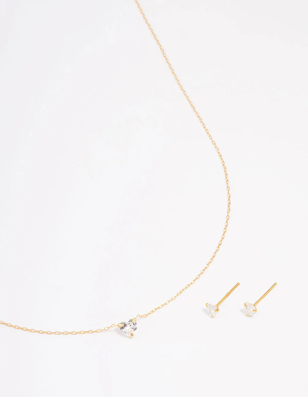 Gold Plated Sterling Silver Cubic Zirconia Heart Jewellery Set sold by lovisa
