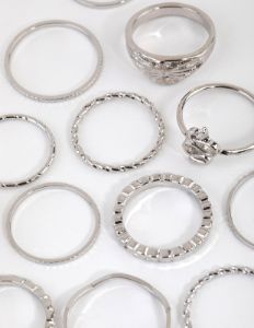 Rhodium Snake & Diamante Rings 24-Pack sold by lovisa
