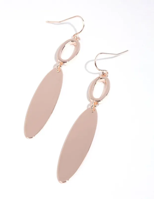 Rose Gold Long Disc Drop Earrings sold by lovisa
