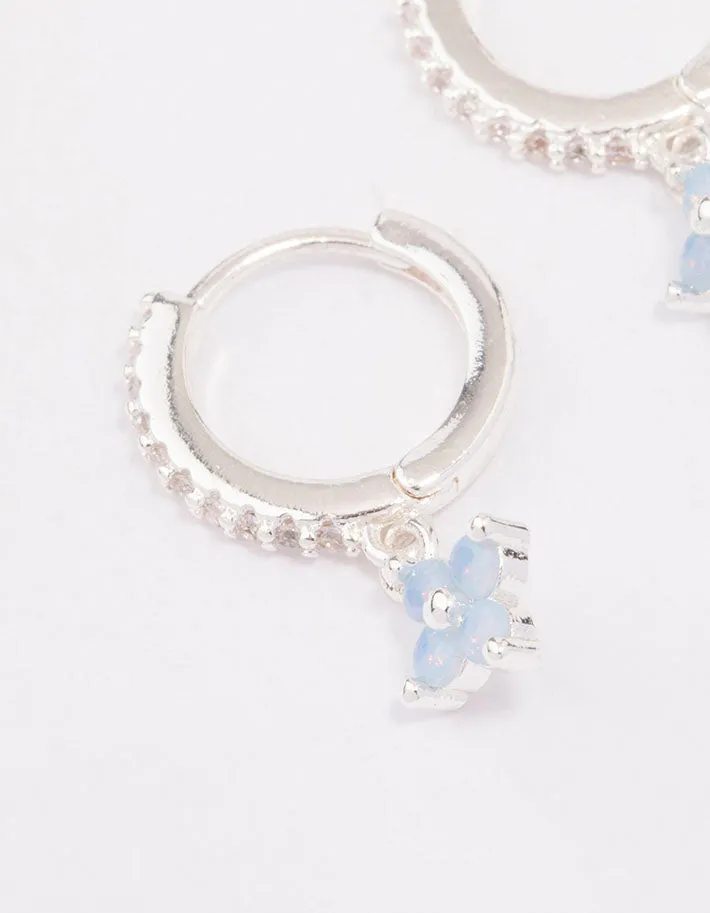 Silver Cubic Zirconia Flower Huggie Earrings sold by lovisa product image thumbnail 2