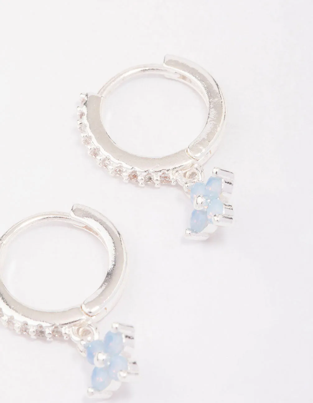 Silver Cubic Zirconia Flower Huggie Earrings sold by lovisa product image thumbnail 3