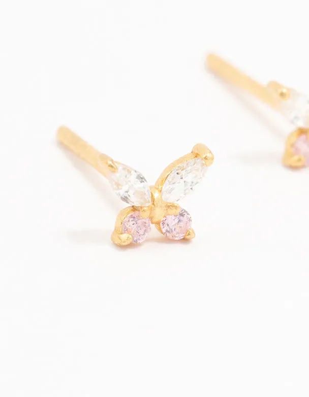 Gold Plated Sterling Silver Cubic Zirconia Butterfly Stud Earrings sold by lovisa product image thumbnail 2