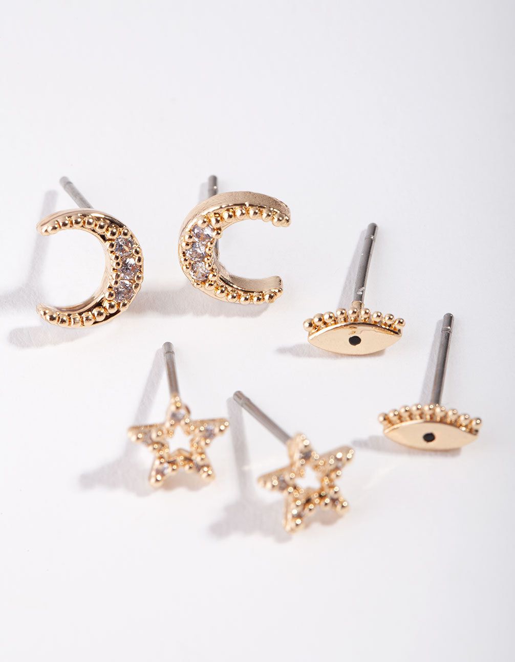 Gold Eye Moon Star Earrings sold by lovisa