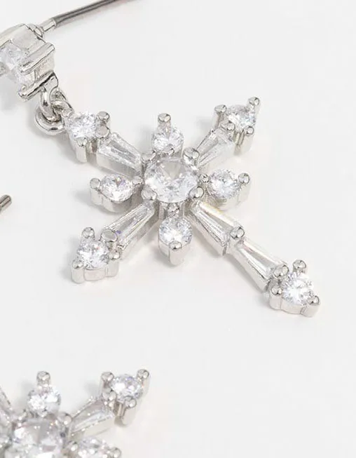 Silver Cubic Zirconia Cross Drop Earrings sold by lovisa product image thumbnail 3
