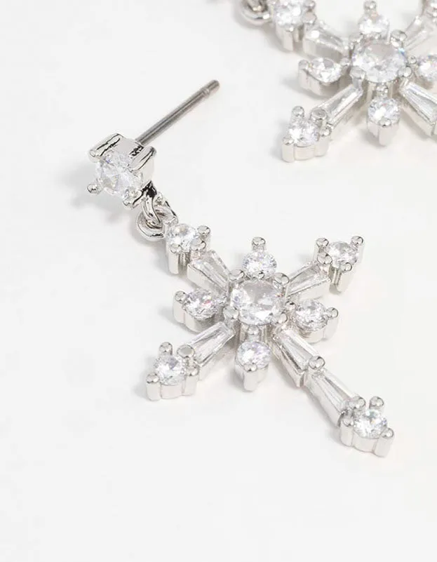 Silver Cubic Zirconia Cross Drop Earrings sold by lovisa product image thumbnail 2