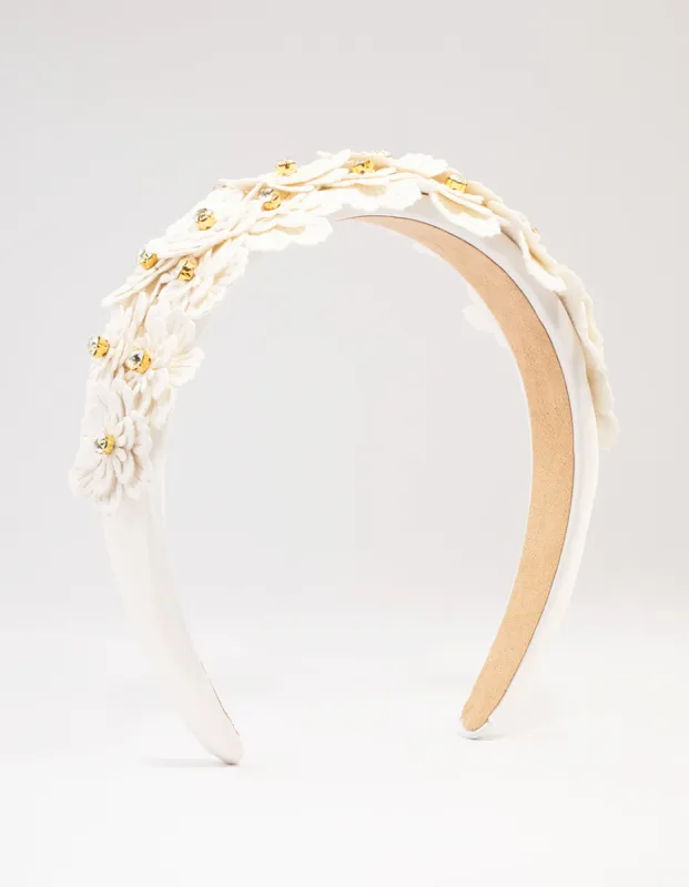 Gold Crystal Layered Faux Leather Headband sold by lovisa
