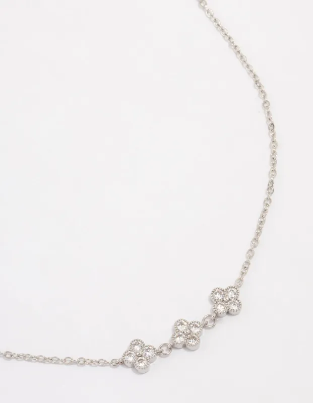 Silver Cubic Zirconia Station Flower Necklace sold by lovisa