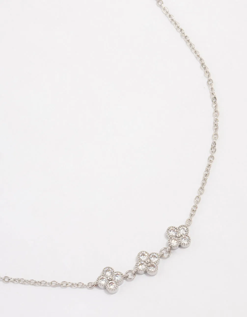 Silver Cubic Zirconia Station Flower Necklace sold by lovisa