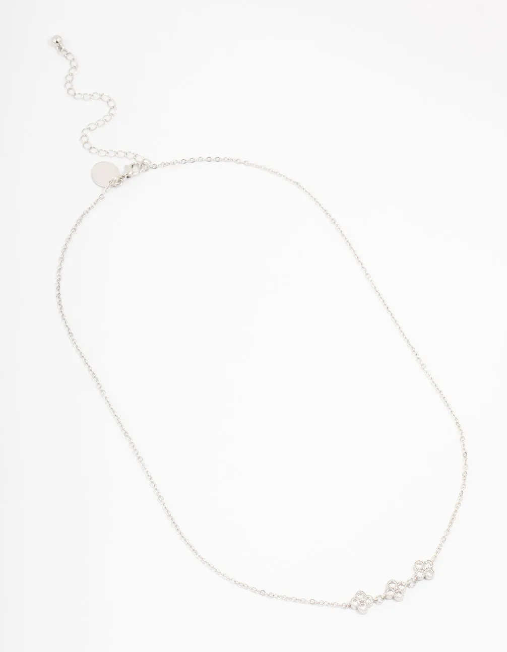 Silver Cubic Zirconia Station Flower Necklace sold by lovisa product image thumbnail 2