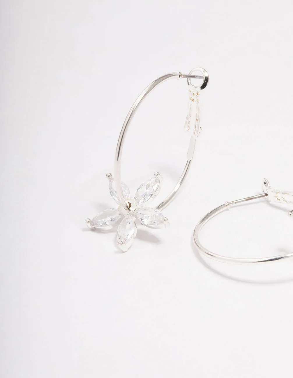 Silver Cubic Zirconia Flower Hoop Earrings sold by lovisa product image thumbnail 2