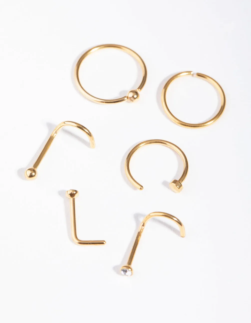Gold Classic Mixed Nose Ring 6-Pack sold by lovisa
