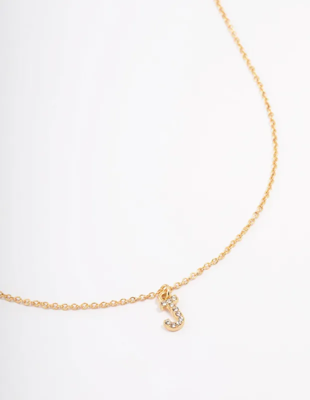 Letter J Gold Plated Initial Pendant Necklace sold by lovisa
