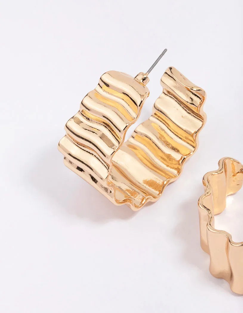 Gold Ribbed Chunky Hoop Earrings sold by lovisa product image thumbnail 2