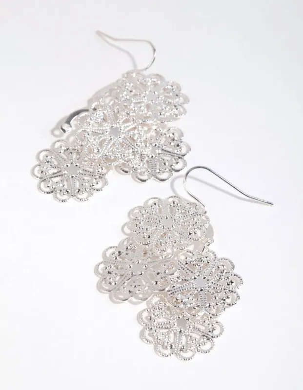 Silver Quartet Flower Drop Earrings sold by lovisa