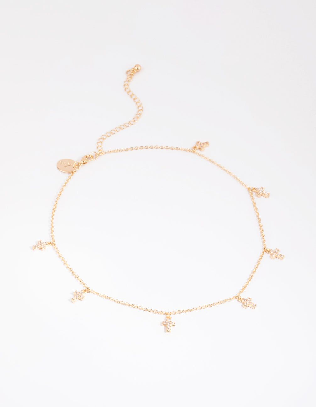 Gold Crystal Cross Choker sold by lovisa